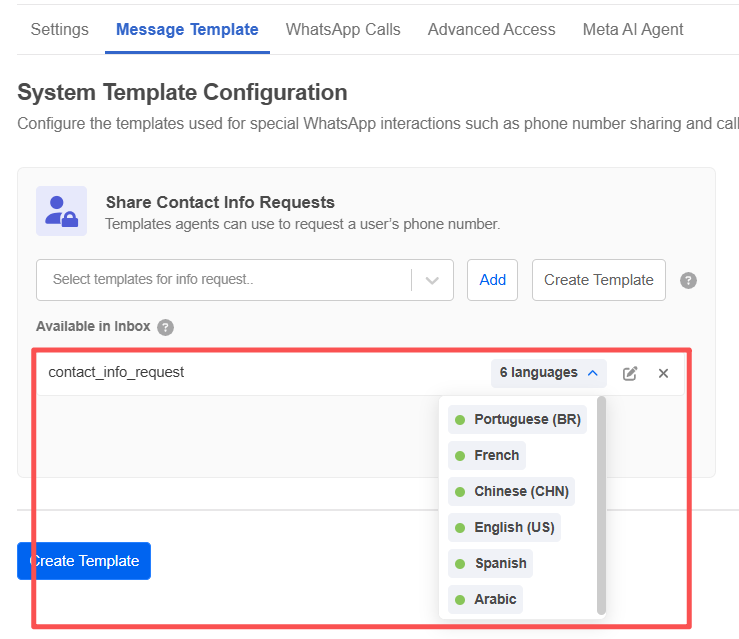 Default templates list