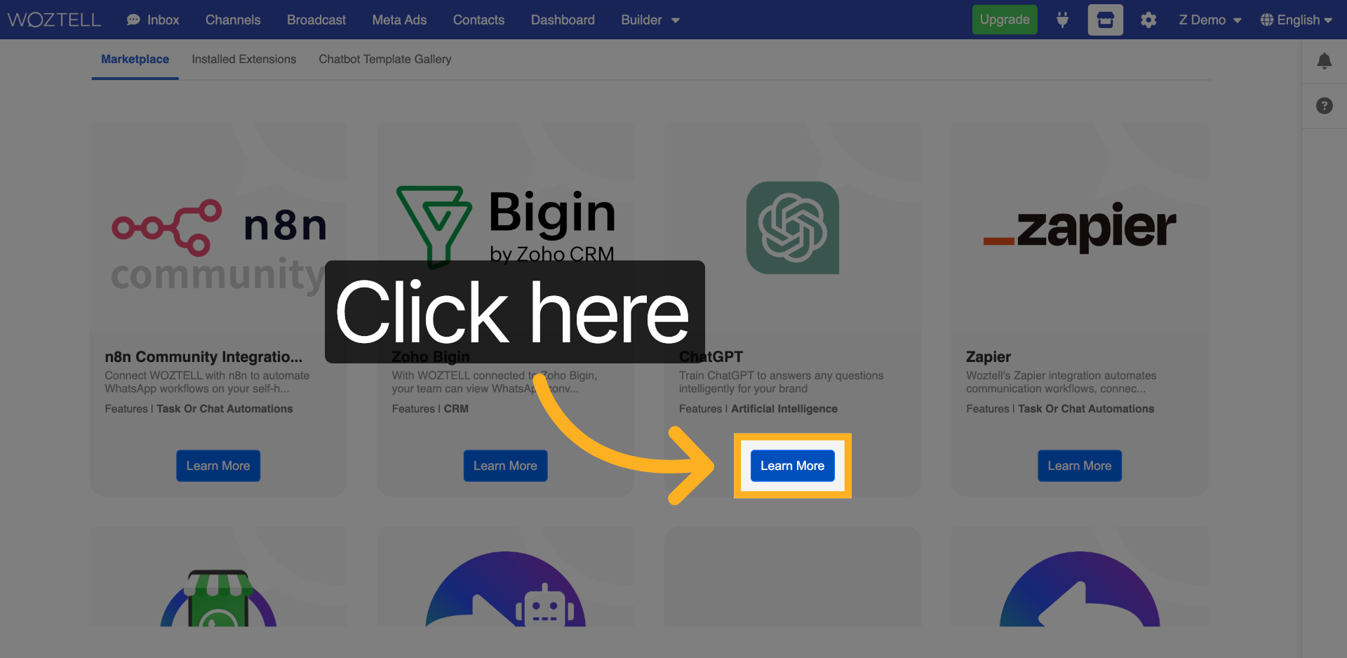 Figura 2 - Seleccionar la extensión ChatGPT desde Marketplace.
