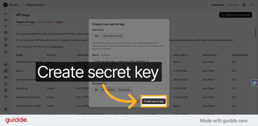 الشكل 5 - تأكيد وإنشاء secret key.